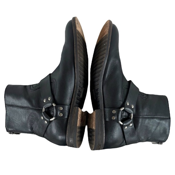 Men's Frye Phillip Harness Short Leather Boots Black Moto Ankle Zipper | Sz 8.5 - Picture 6 of 9